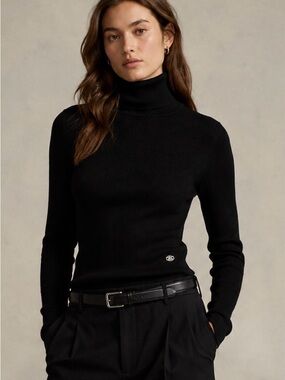 Ralph Lauren Black Ribbed Turtleneck Sweater